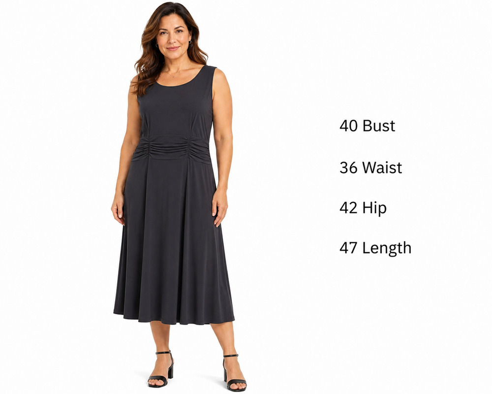 R&K Originals Womens Solid Black Sleeveless Jersey Knit Stretch Midi Dress 12 12